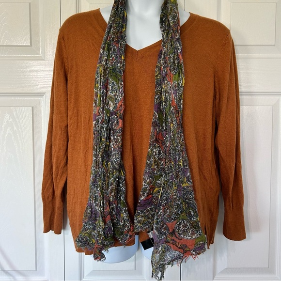 MNG by Mango Paisley Lightweight Scarf Sage, Yellow, White, Purple - Picture 2 of 11